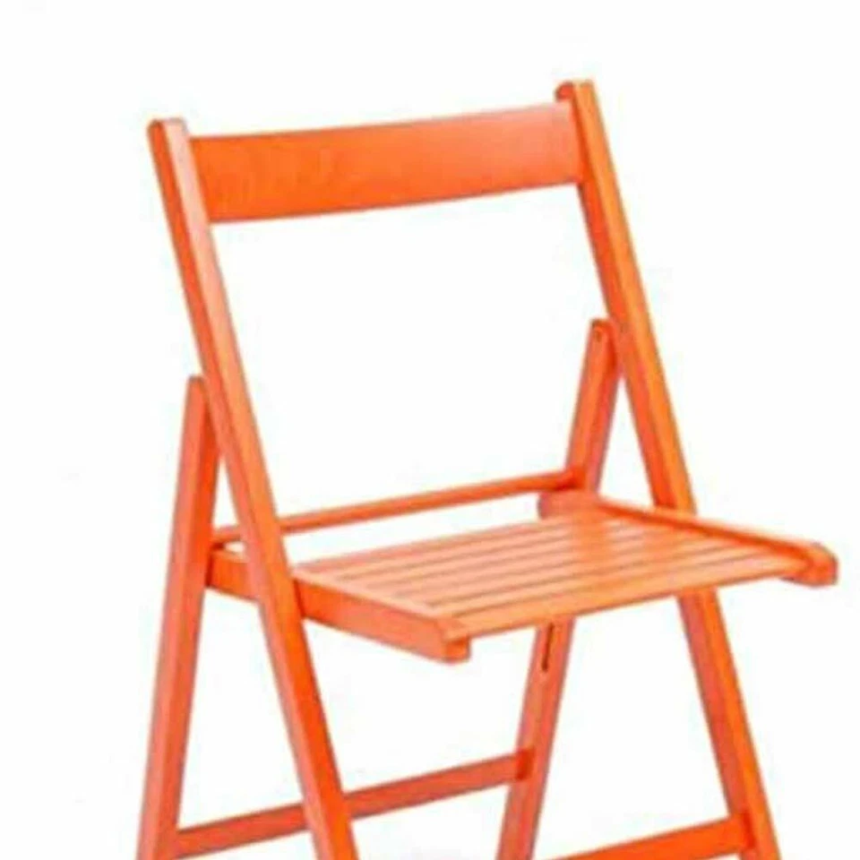 Set 4 Chaises Refermables en Bois Couleur Orange Chaise Piscine Jardin Pub - Photo 4/4