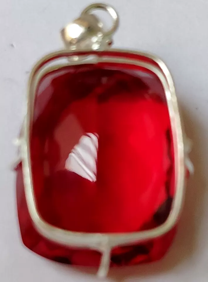 AAA+ Large Red Ruby 99.50 Ct. Cushion Cut 925 Silver Pendant Gift for Women/Her - Image 3 of 4