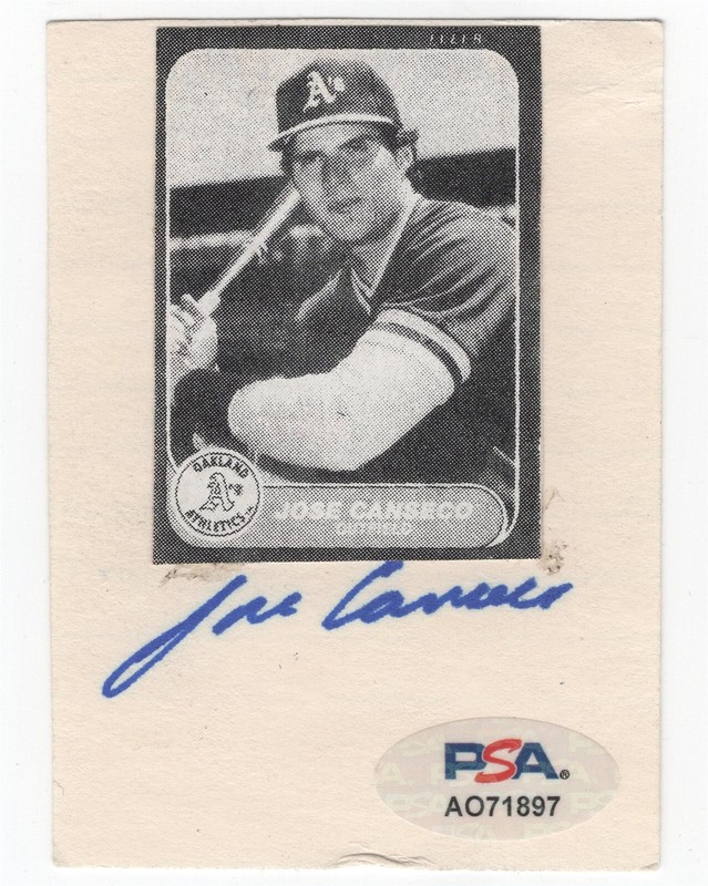JOSE CANSECO Signed Cut PSA/DNA OAKLAND ATHLETICS AUTO
