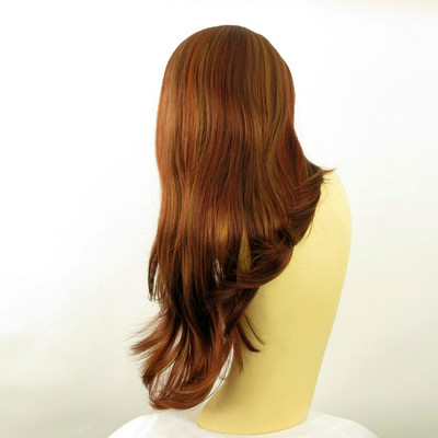 Perruque Longue Synthétique ANGIE - Châtain Cuivré Mêché Blond Clair Et Rouge, Bouclée, Taille Moyenne