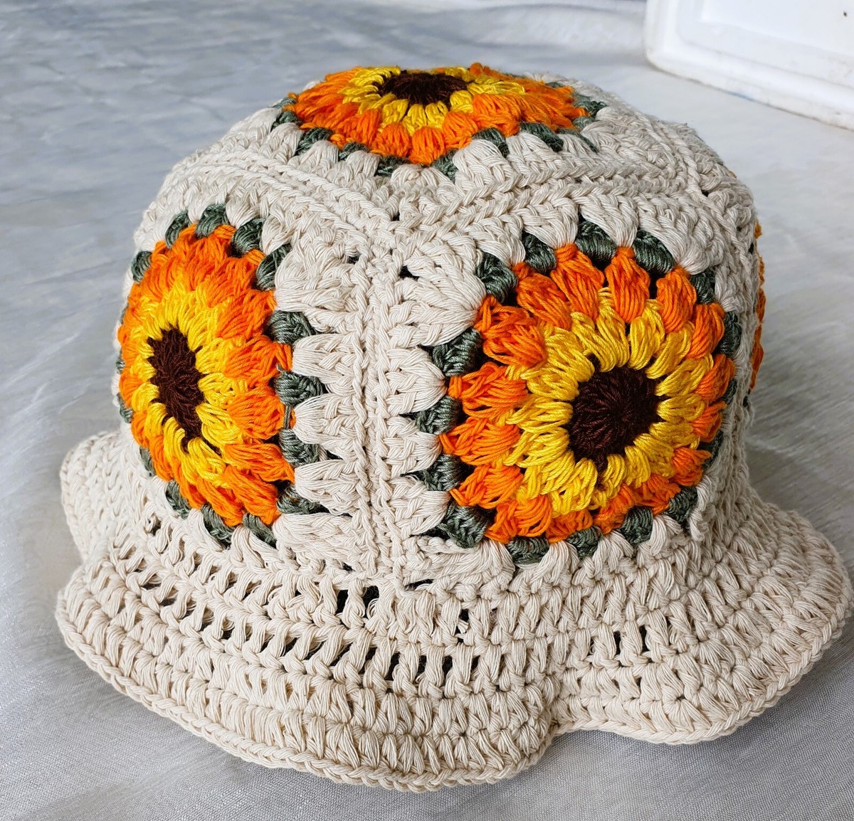 Crochet Bucket Hat for Women Knit Handmade Foldable Floppy 