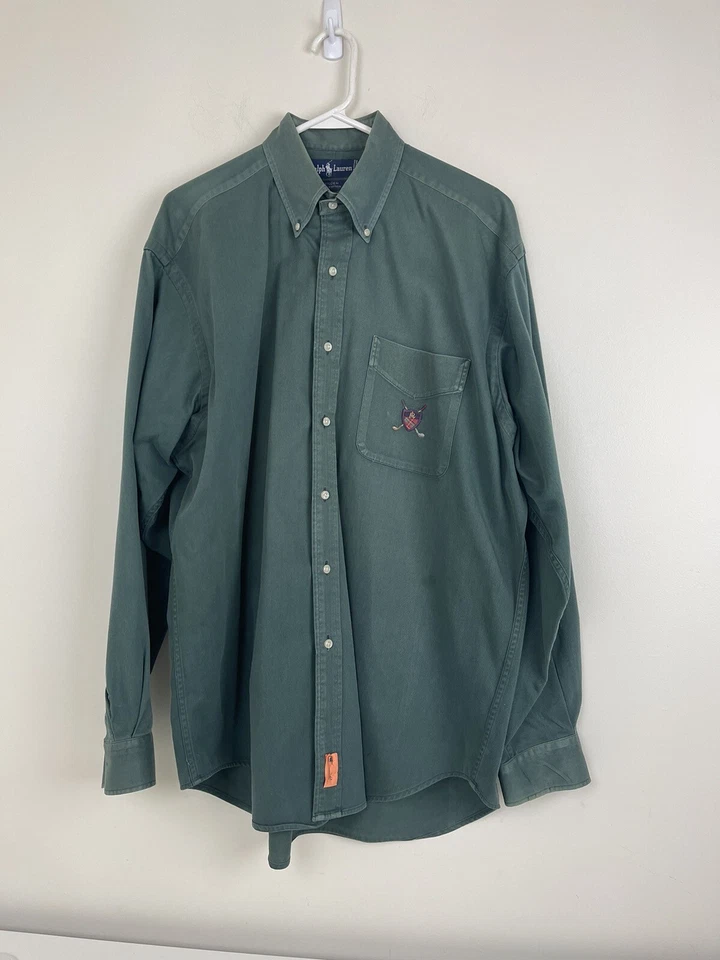 Camisa Polo de Golf Ralph Lauren Para Hombre Verde L Tilden Manga Larga Con Botones Foto 3 de 4