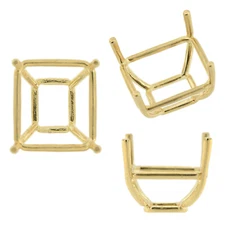 14K Yellow Gold Emerald Wire Basket Setting Mounting 4 Prong Tapered 0.40ct-20ct