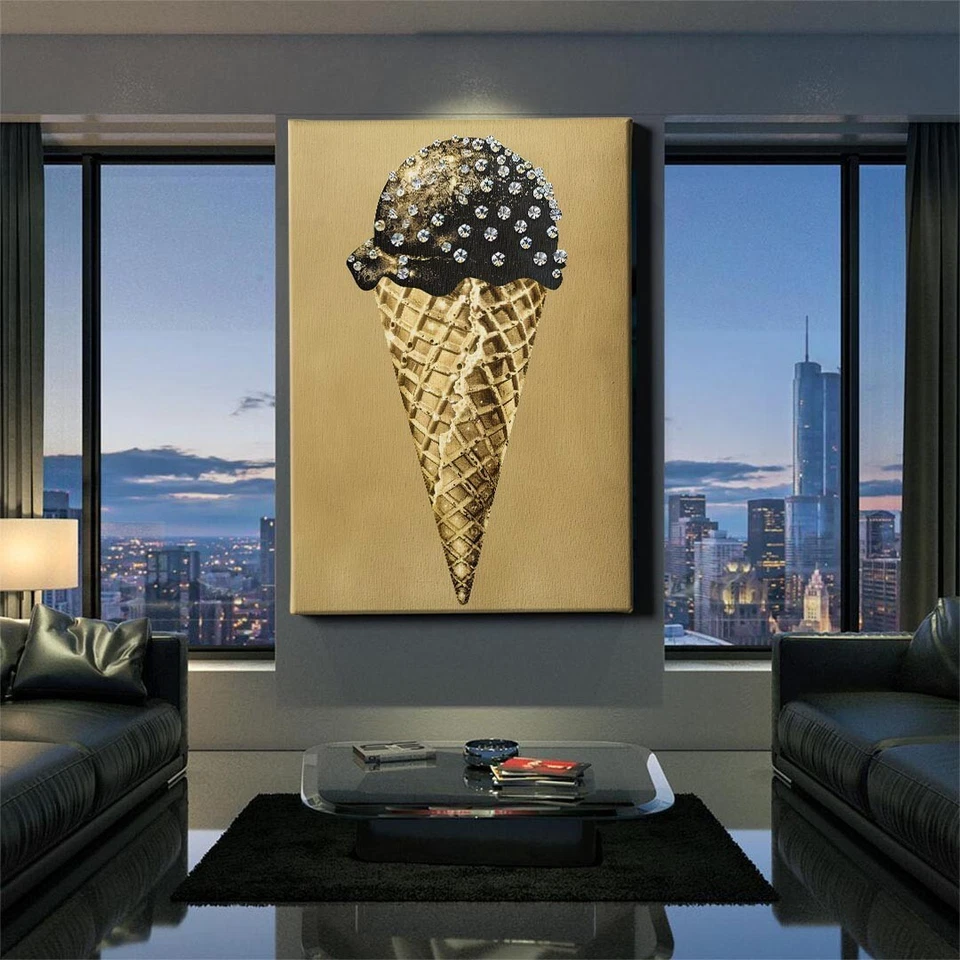 ✅WANDBILD LEINWAND,  ACRYLGLAS EIS LUXUS GOLD KUNST MODERN WANDDEKO PREMIUM - Bild 2 von 4