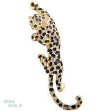 Men Rhinestone Leopard Brooch Pin Crystal Brooches Wedding Lapel Jewelry Gifts
