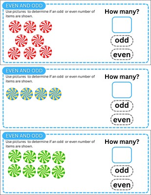 EVEN AND ODD - Laminated Math Kits - 30 Activity Cards - Math Center