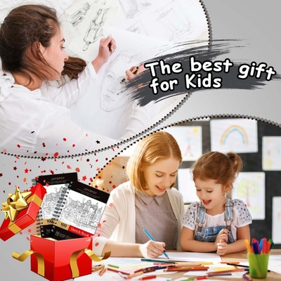 JOY SPOT! Sketch Book 5.5x8.5 Inch, Pack Of 2, 200 Sheets Total (68lb/100gsm), Spiral Bound - View #6