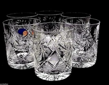 Set of 6 Russian Cut Crystal Rocks Glasses 11 oz - Soviet Scotch Whisky DOF