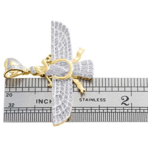 10K Yellow Gold Over Lab Created Diamond Persian Empire Religious Symbol Pendant - Picture 5 of 6