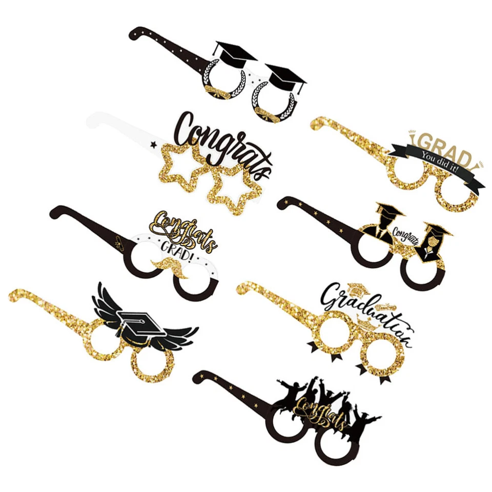 8pcs Graduation Glasses Paper Party Eyeglasses Graduation Party Decoration . - Image 4 of 4
