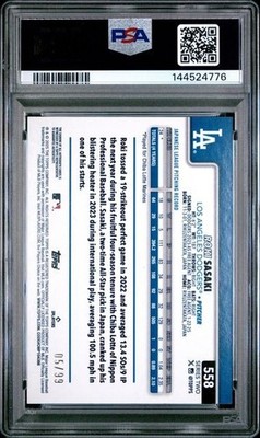 2025 Topps Roki Sasaki Green Foil Rookie RC 558 On Card Auto #/99