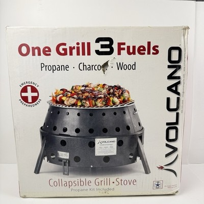 Volcano Grills 3 Fuel Portable Camping Stove Fire Pit Propane Charcoal Wood New