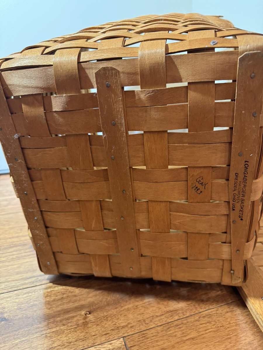 Longaberger Laundry Hamper 22” Tall with Lid and Plastic Protector