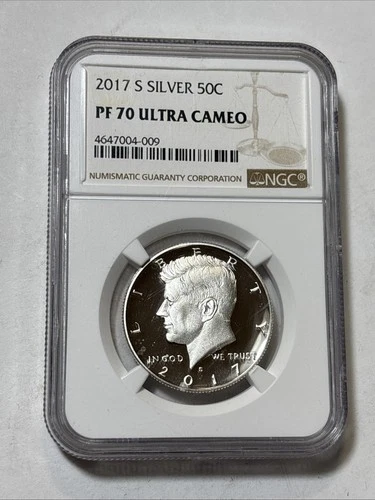 2017-S PF70 UCAM SILVER Kennedy Half Dollar NGC 90%SILVER