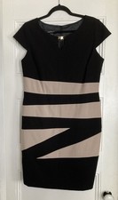 ALYX Black Beige Colorblock Cap Sleeve Knee Length Dress Size 14