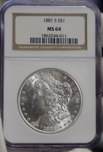 1881 S US Morgan Silver Dollar $1 NGC MS64 Lustrous