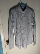 Uniqlo Men's Light Blue Striped Long Sleeve Slim Fit Button Down Size Large