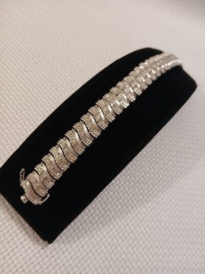2 CT TW Genuine Diamond Silvertone Bracelet 