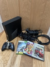 Microsoft Xbox 360 Slim Black Console Kinect 1 Controller 3 Games Tested Working