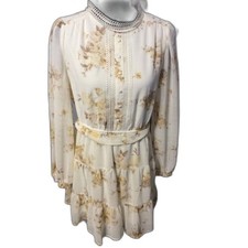 Blu Pepper Anthropologie L Floral Spring Romantic Cottagecore Dress Lace Tiered