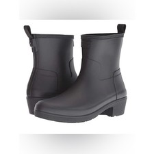 Hunter Women's Refined Black Ankle Biker Rain Boot Size 7