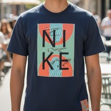 Nike Basketball Around the World Loose Fit Graphic T-Shirt Navy Blue Mens L