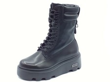 CULT New Rock CLW457000 Black Anfibi Donna in pelle lacci lampo e zeppa alta