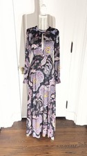 Express Size 0 Black Paisley Classy Dress Plunge Open Back Lined Zip D284
