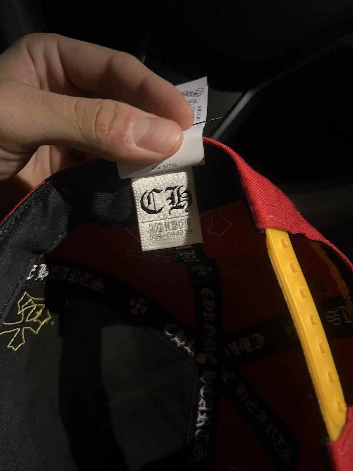 Cappello da baseball nuovo originale Chrome Hearts CH rosso ciliegia giallo toppa croce RARO
