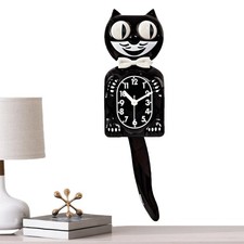 Retro-Katzenuhr, 2D, geräuschlos, platzsparend, Dekoration, lustige Zimmeruhr