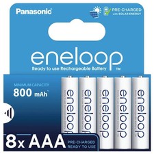 8 Panasonic Eneloop Rechargeable AAA HR03 Batteries 8 Blister Pack 1.2V BK-4MCDE