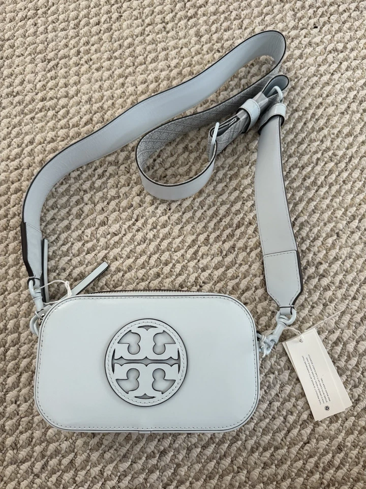 TORY BURCH Mini Miller Monochromatic Ice Blue Leather Crossbody Shoulder Bag - Image 2 of 3