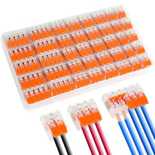 55Pcs Lever-Nut Wire Connectors, 2/3/5-Port Compact Electrical Connectors, Cable