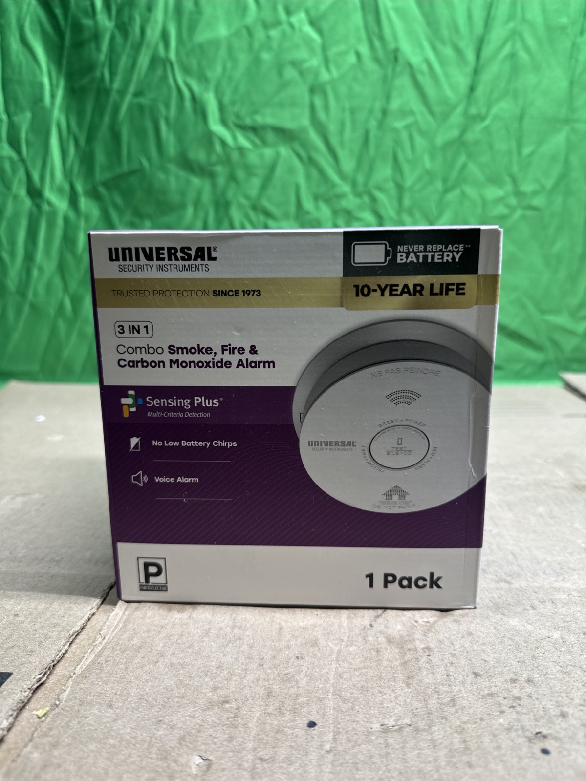 USI 10-Year Battery 3-in-1 Smoke Fire and Carbon Monoxide Detector w/Voice Alarm