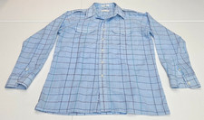 Christian Dior Dress Shirt With Epauettes Blue Plaid Window Pane Size Large VTG