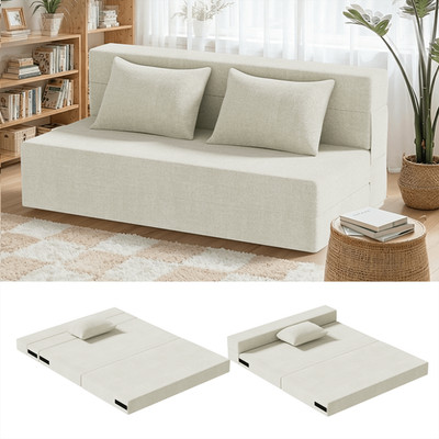 Convertible Folding Sofa Bed Folding Couch Floor Sofa 31-80'' Adjustable Chaise