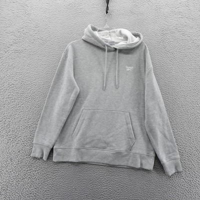 Reebok Mens Grey Heather To The Core Fleece Hoodie Sweatshirt Casual Large NEW