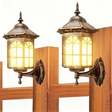 Solar Wall Lanterns Outdoor Waterproof LED Solar Deck Fence Lights 2 Pack New