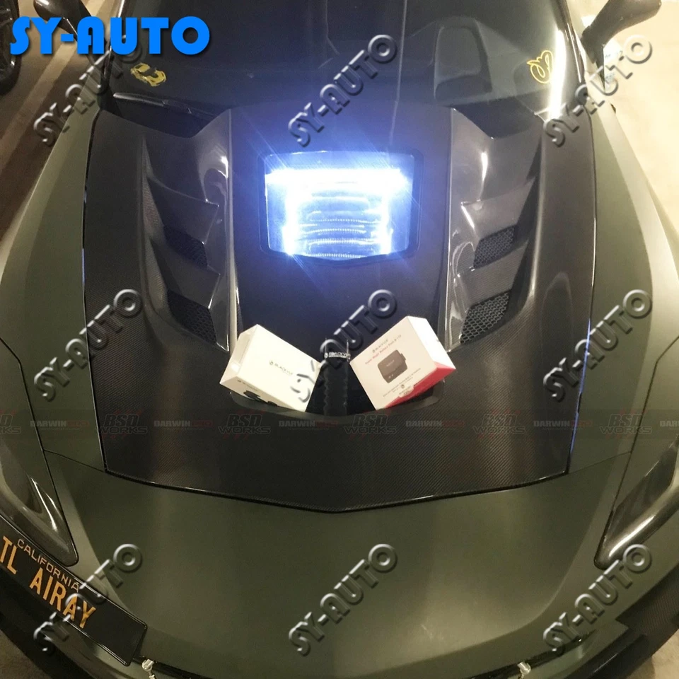 Transparent Carbon Fiber Front Engine Hood Cover for 14-19 Chevrolet Corvette C7 - Imagem 2 de 4