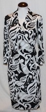 New Essentials by Milano Dress Faux Wrap Style Black White Grey  Large $62