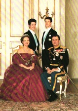 Vintage Denmark Royal Family Formal Portrait Color Postcard Copenhagen Palace