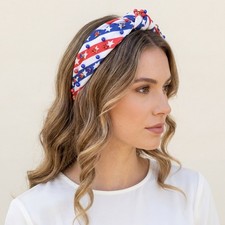 Patriotic American Flag Knotted Headband Embellished Stars Stripes Hair Accessor