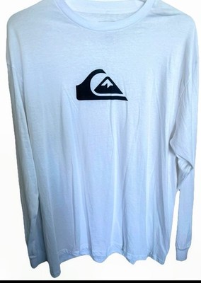 Quiksilver Long Sleeve T-shirt Surf 100% Cotton White Black Color Gym Mens Sz L