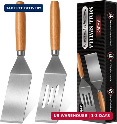 2Pcs Stainless Steel Spatula Set,Mini Serving Spatula for Kitchen Use,Metal Spat