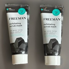 2x FREEMAN Exfoliating Scrub Mask Charcoal  Coconut 3oz Each   New Formula