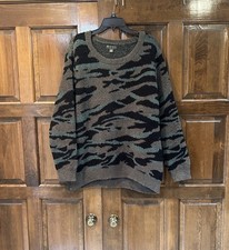 Barefoot Dreams Cozy Chic Seaside Crew Green Camo Neck Pullover Sweater Size 1X