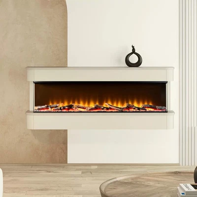 Electric Fireplace Wall-Mounted 2kW Juliette Ultra-Wide Cream Flare - Image 1 of 4
