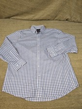 Stafford Executive Non-Iron Men's Dress Shirt 17 34/35 Plaid Cotton Button-Down