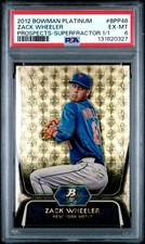 Marketplace image: 2012 BOWMAN PLATINUM PROSPECTS SUPERFRACTOR 1/1 #BPP48 ZACK WHEELER 1/1 PSA 6