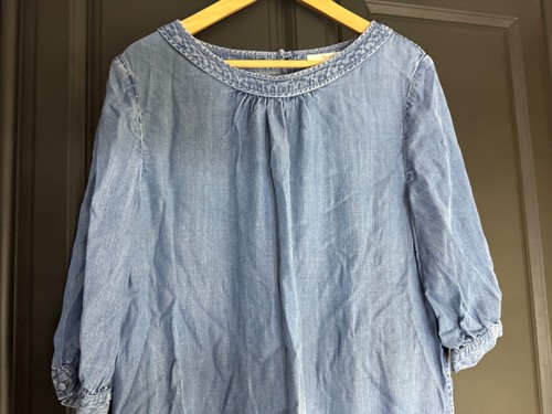 Boden Women's Blues denim look 100% lyocell Dress 3/4 Sleeve size UK 18Long - Picture 3 of 9